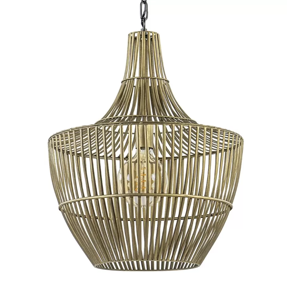 Eettafellampen | Light and Living>Straluma Metalen hanglamp Stella antiek brons met zwart