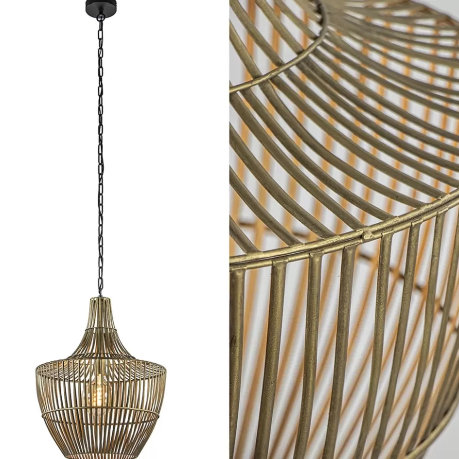 Eettafellampen | Light and Living>Straluma Metalen hanglamp Stella antiek brons met zwart