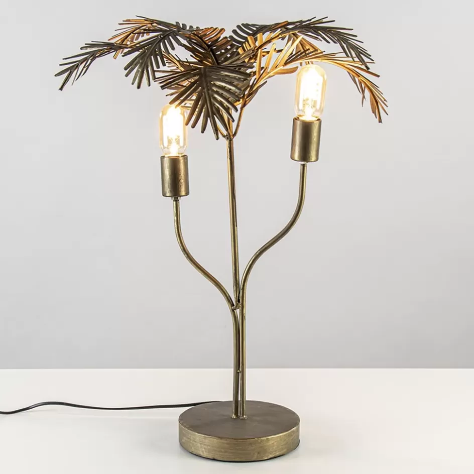 Tafellampen | Light and Living>Straluma Metalen tafellamp Palm antiek brons Light and Living