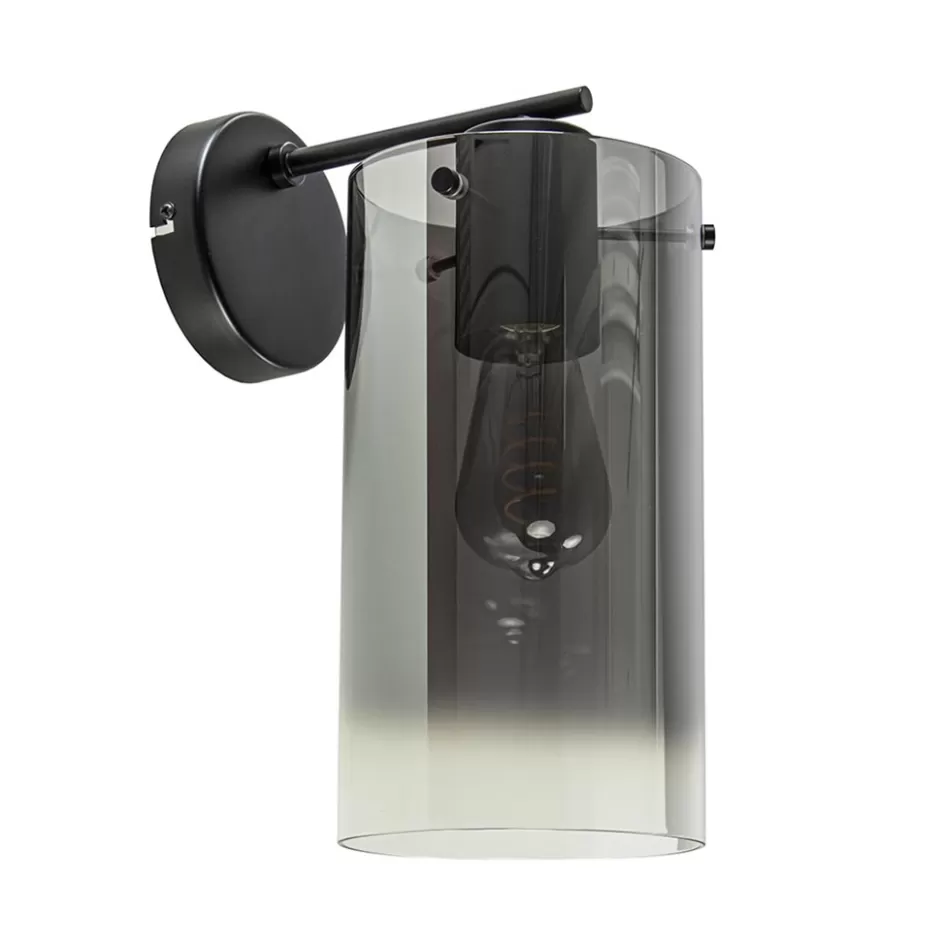 Wandlampen | Klassieke Verlichting>Straluma Modern klassieke wandlamp cilinder met smoke glas