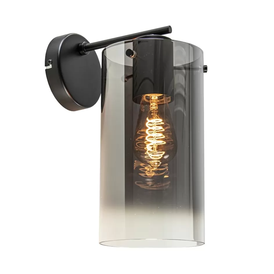 Wandlampen | Klassieke Verlichting>Straluma Modern klassieke wandlamp cilinder met smoke glas