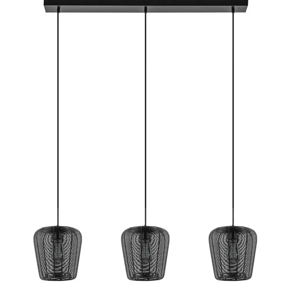 Eettafellampen | Light and Living>Straluma Moderne 3-lichts eettafelhanglamp Adeta mat zwart