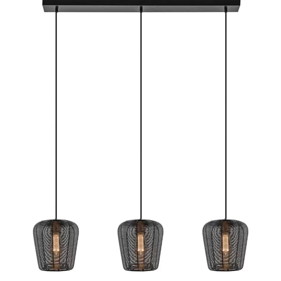 Eettafellampen | Light and Living>Straluma Moderne 3-lichts eettafelhanglamp Adeta mat zwart