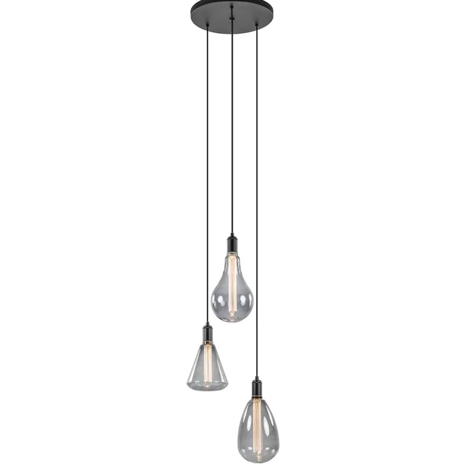 Pendel Lampen | Woonkamerlampen>Straluma Moderne 3-lichts hanglamp zwart exclusief bronnen