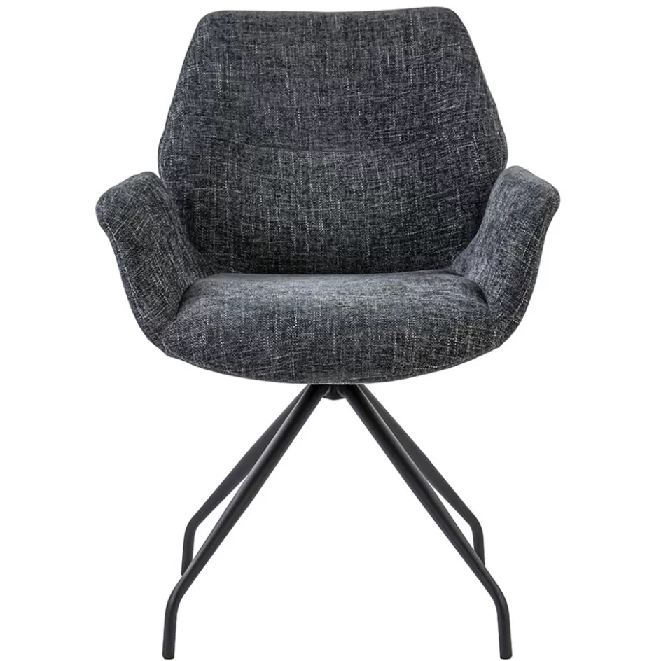 Eetkamerstoelen>Straluma Moderne armstoel donker grijs draaibaar met return-system
