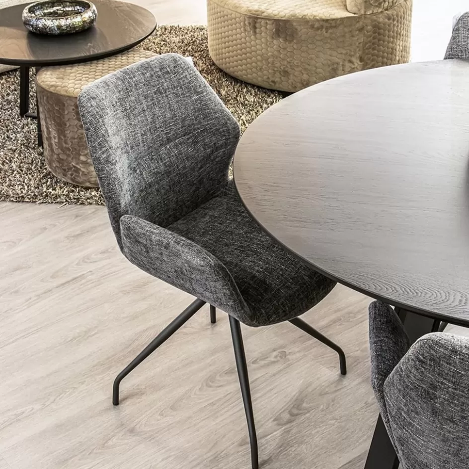 Eetkamerstoelen>Straluma Moderne armstoel donker grijs draaibaar met return-system