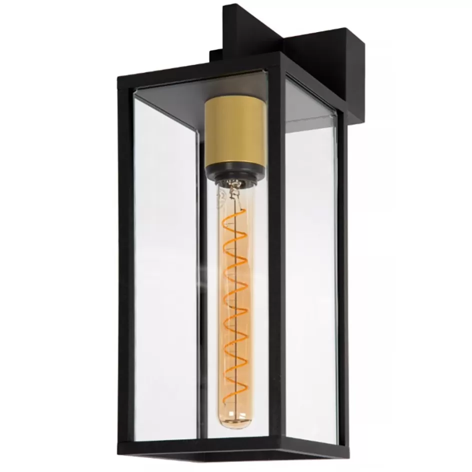 Wandlampen | Buitenlampen>Straluma Moderne buitenlamp rechthoek zwart met goud IP54