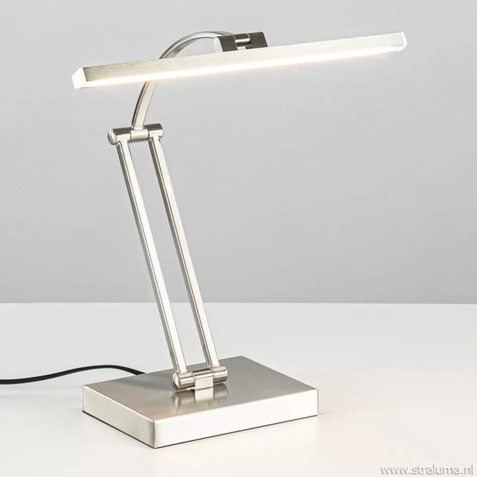 Tafellampen | Bureaulampen>Straluma Moderne bureaulamp nikkel met geïntegreerd LED