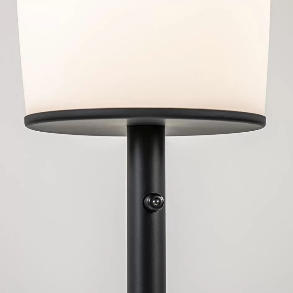 Vloerlampen | LED Vloerlampen>Straluma Moderne design vloerlamp zwart met opaal glas dim to warm