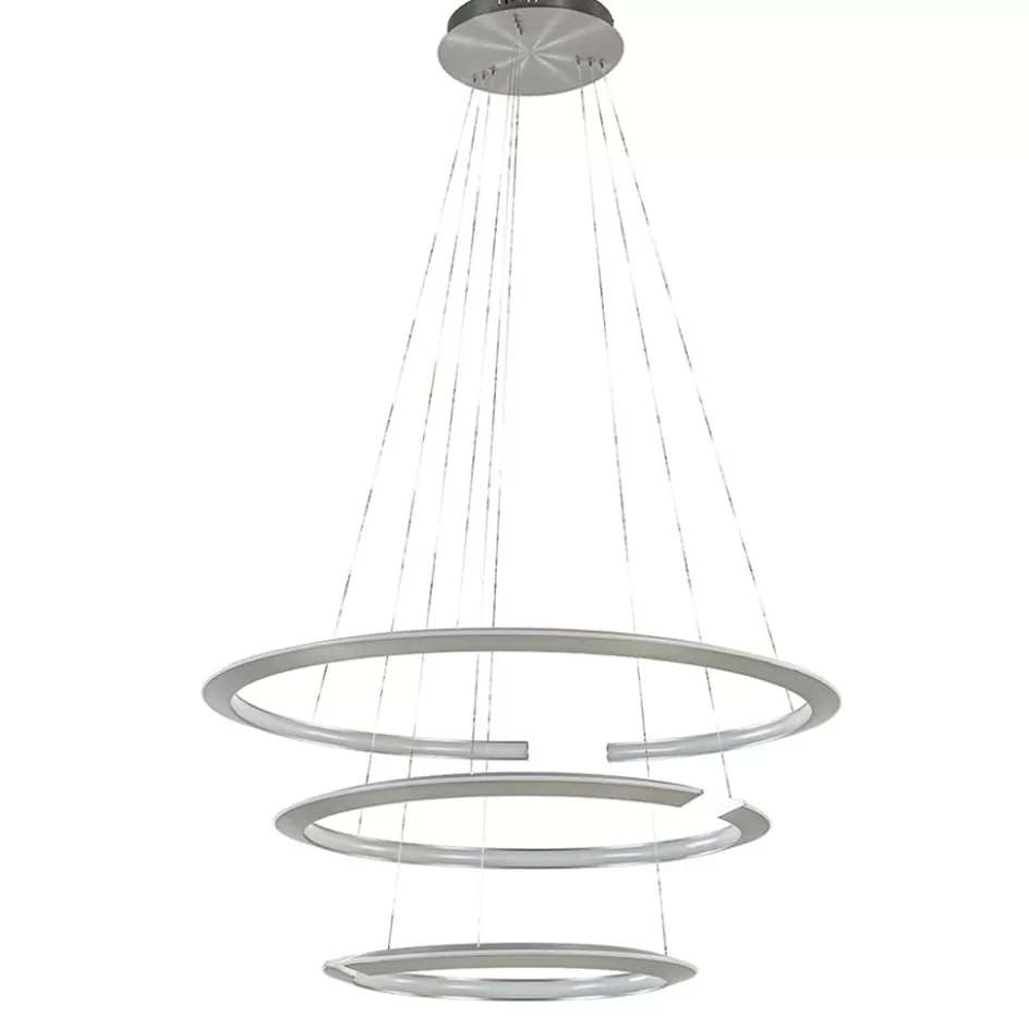 Hanglampen | Eettafellampen>Straluma Moderne hanglamp rond met LED ringen nikkel