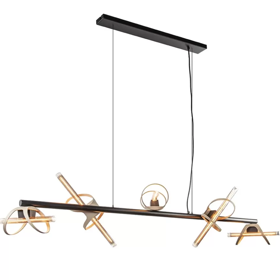 Hanglampen | Eettafellampen>Straluma Moderne LED design hanglamp zwart met goud