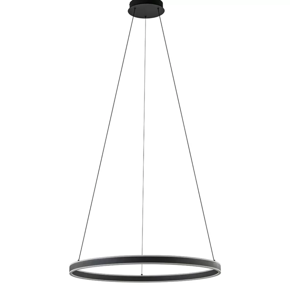 Hanglampen | Eettafellampen>Straluma Moderne LED hanglamp zwarte ring 80 cm