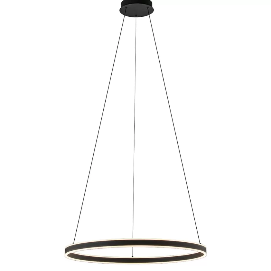 Hanglampen | Eettafellampen>Straluma Moderne LED hanglamp zwarte ring 80 cm