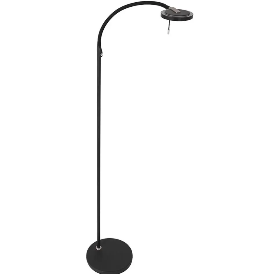 Vloerlampen | Leeslampen>Straluma Moderne LED leeslamp zwart met smoke glas dimbaar