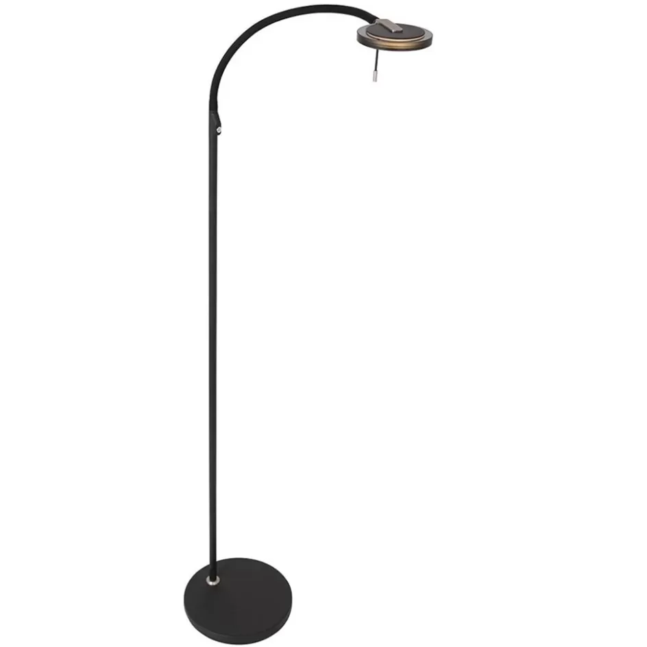 Vloerlampen | Leeslampen>Straluma Moderne LED leeslamp zwart met smoke glas dimbaar