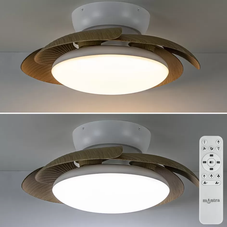 Plafondlampen | Plafondventilatoren met lamp>Straluma Moderne LED plafondventilator wit met houten bladen