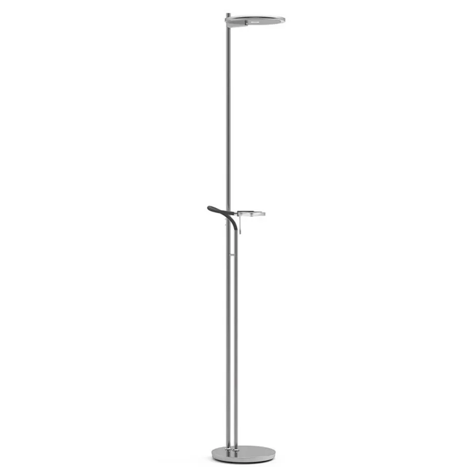 Vloerlampen | Leeslampen>Straluma Moderne LED uplighter staal met helder glas en leesarm