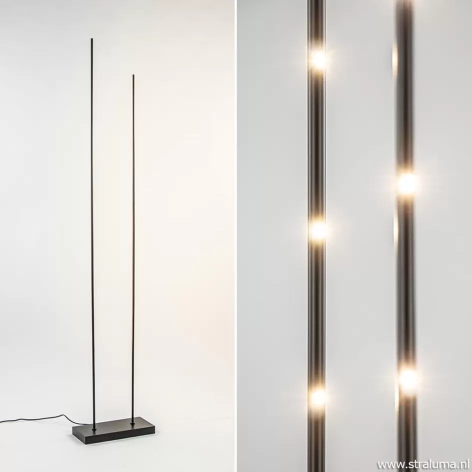 Vloerlampen | LED Vloerlampen>Straluma Moderne LED vloerlamp dimbaar mat zwart