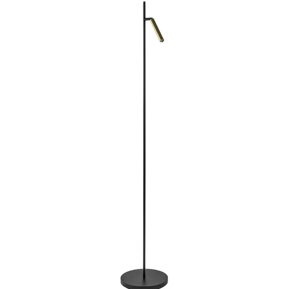 Vloerlampen | Leeslampen>Straluma Moderne LED vloerlamp zwart met gouden spot