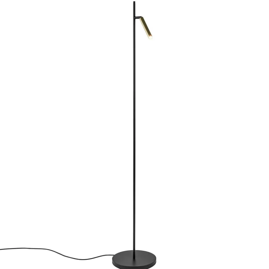 Vloerlampen | Leeslampen>Straluma Moderne LED vloerlamp zwart met gouden spot