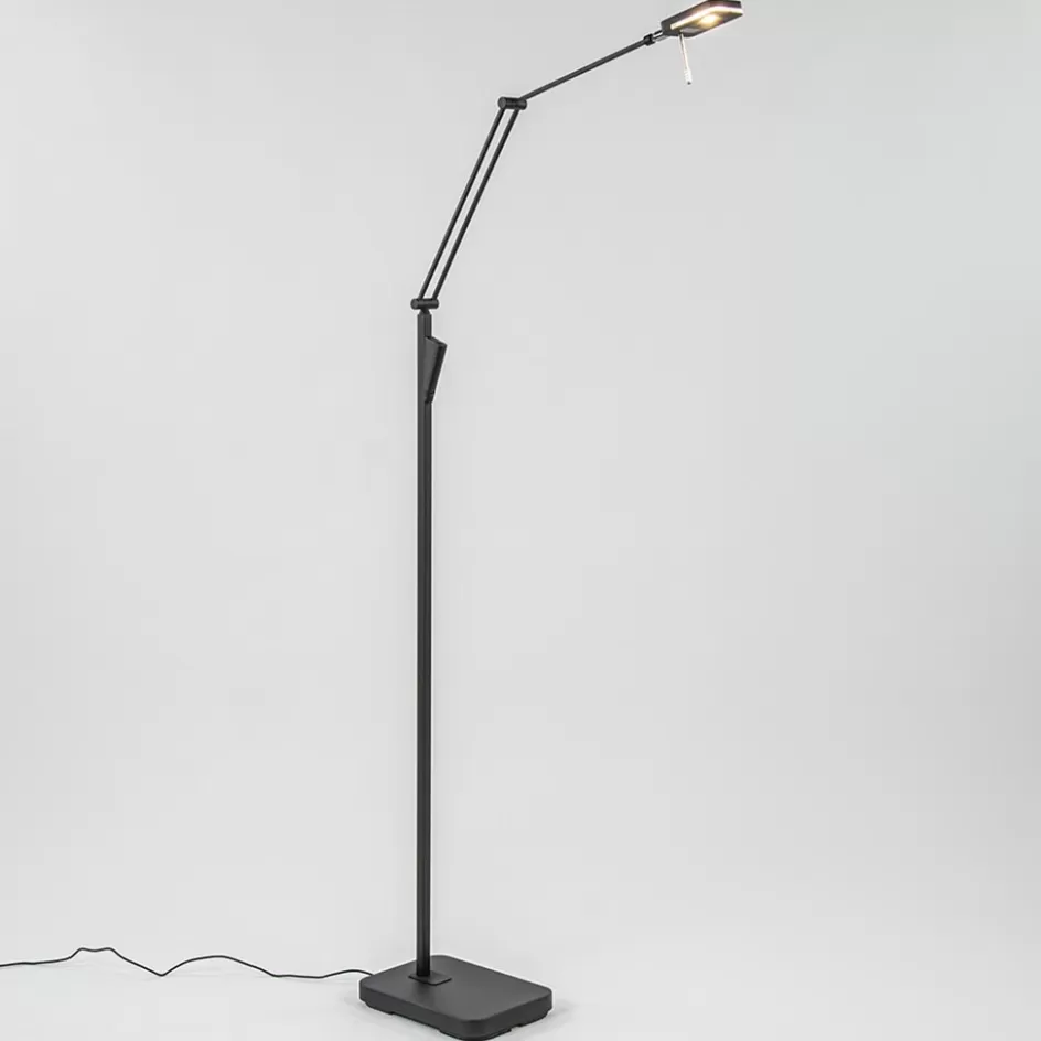 Vloerlampen | Leeslampen>Straluma Moderne LED vloerlamp zwart met verstelbare arm