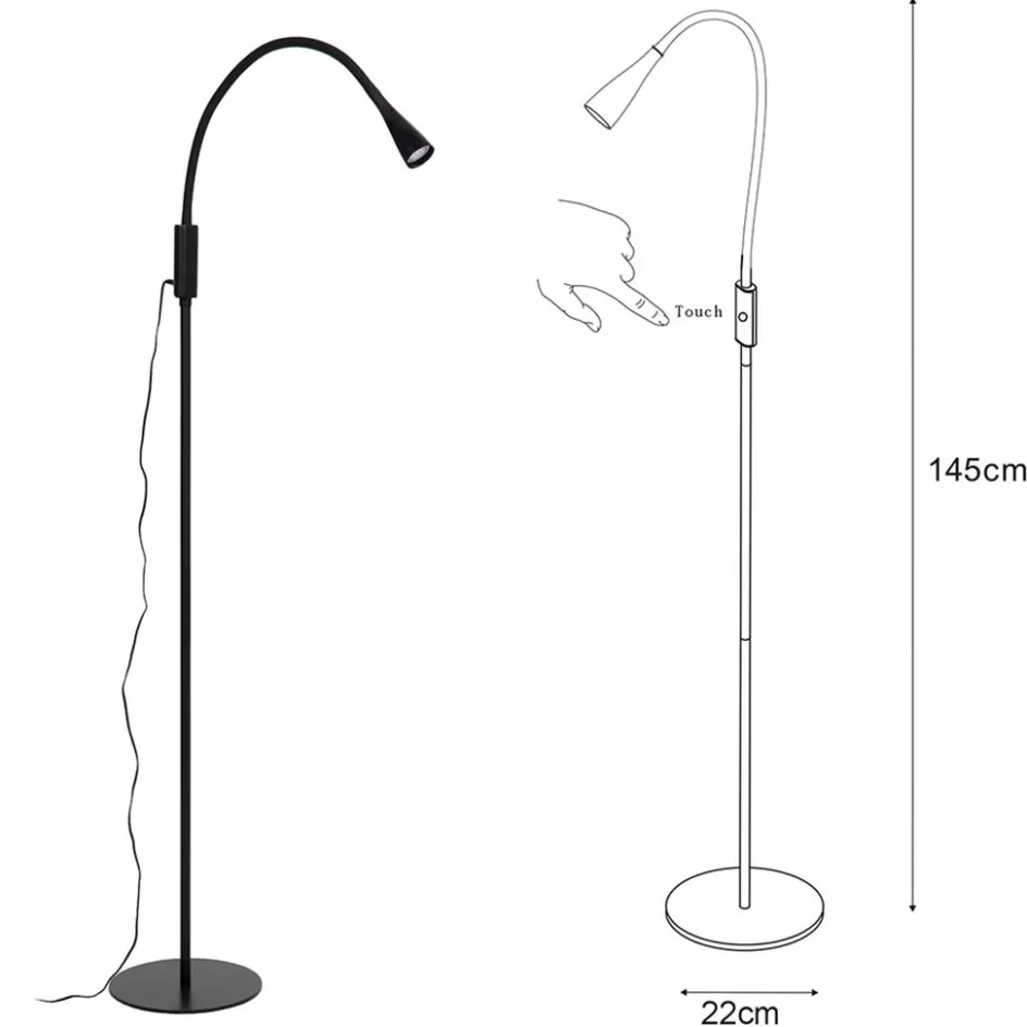 Vloerlampen | Leeslampen>Straluma Moderne leeslamp flexibel met dimbaar LED