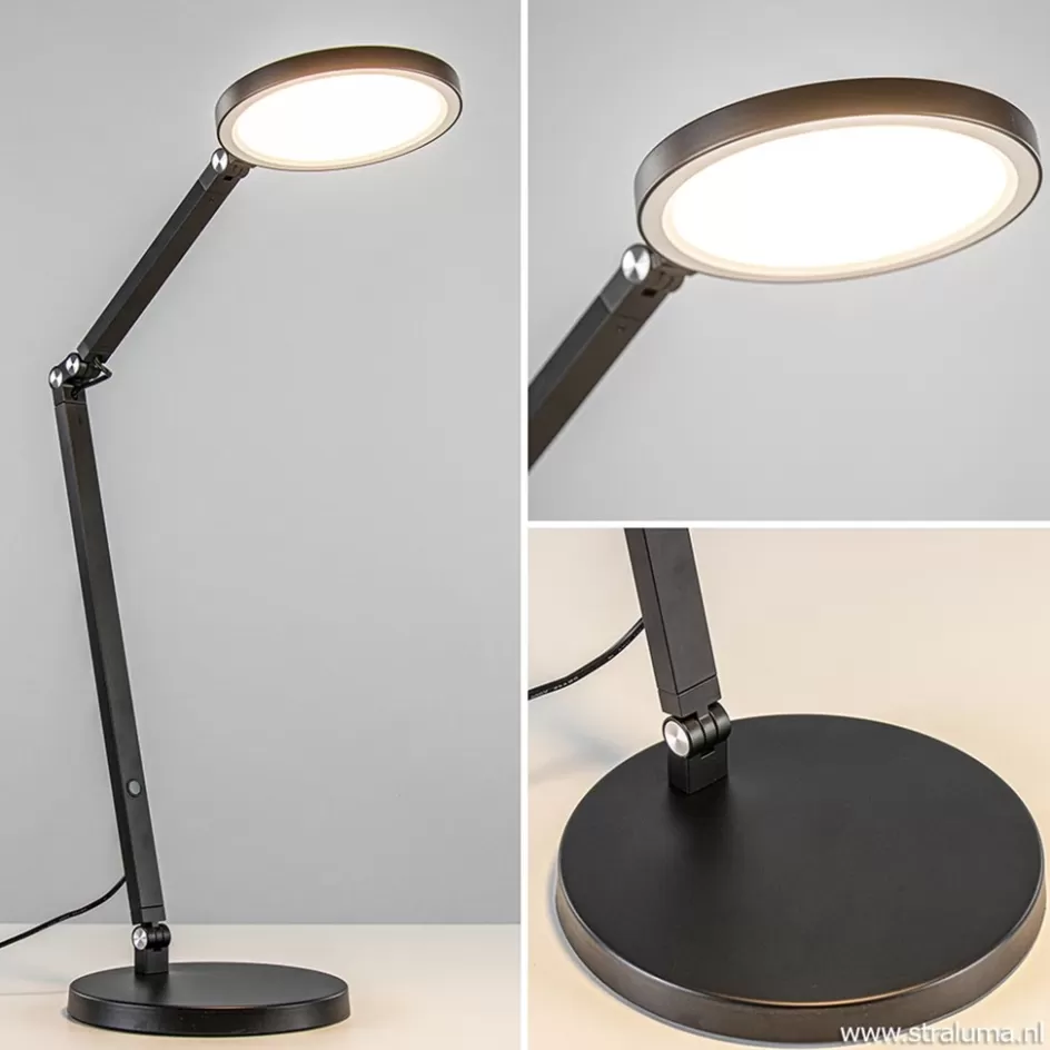 Tafellampen | Bureaulampen>Straluma Moderne tafel/bureaulamp zwart met dimbaar LED