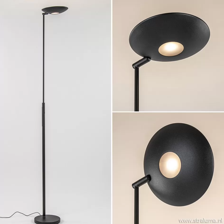 Vloerlampen | Uplighters>Straluma Moderne uplighter zwart met dimbaar LED