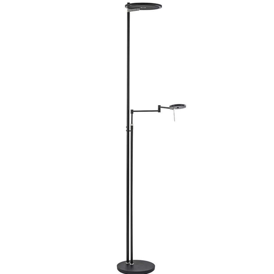 Vloerlampen | Leeslampen>Straluma Moderne uplighter/leeslamp zwart met smoke glas