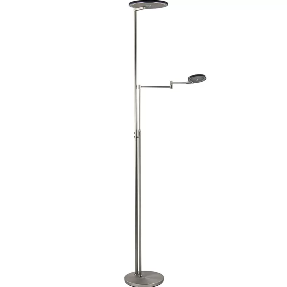 Vloerlampen | Leeslampen>Straluma Moderne vloerlamp uplighter staal met smoke glas