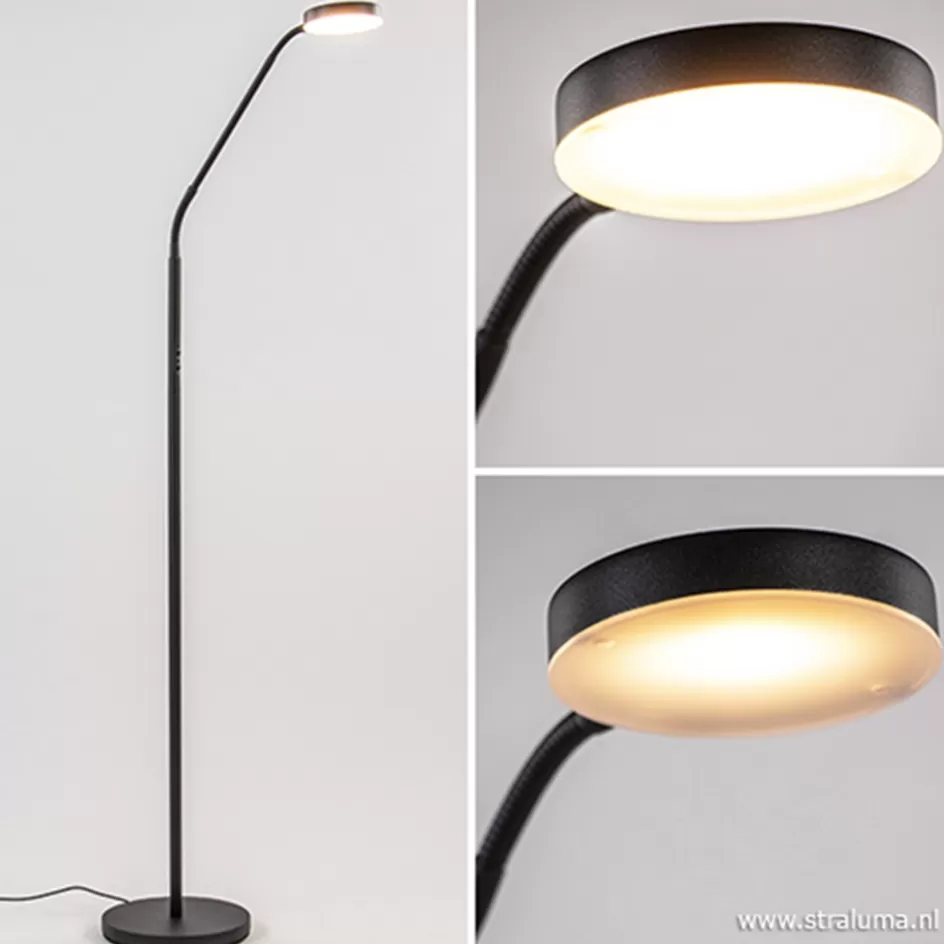 Vloerlampen | Leeslampen>Straluma Moderne vloerlamp zwart met dimbaar LED