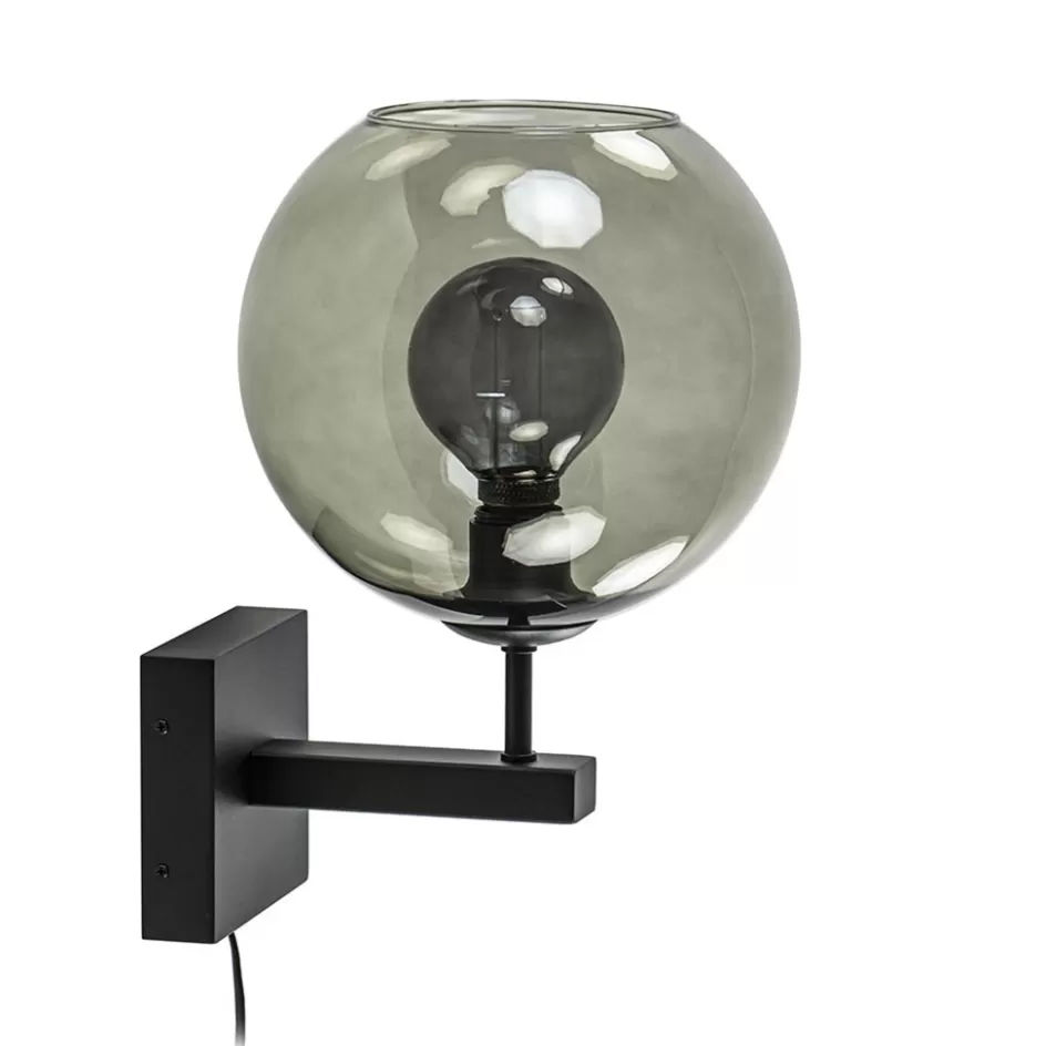 Halverlichting | Wandlampen>Straluma Moderne wandlamp met smoke glazen bol incl. snoer