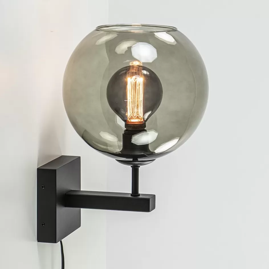 Halverlichting | Wandlampen>Straluma Moderne wandlamp met smoke glazen bol incl. snoer