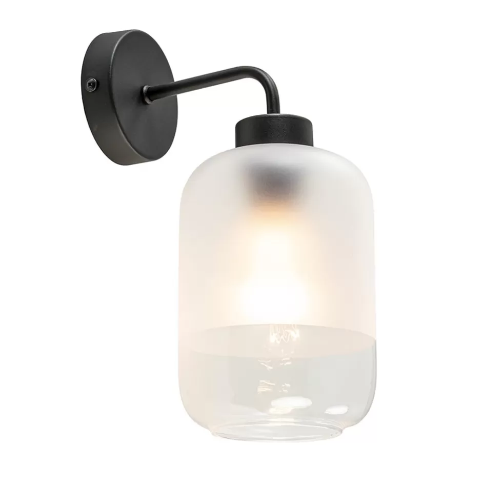 Wandlampen | Scandinavische Verlichting>Straluma Moderne wandlamp zwart met helder/mat glas