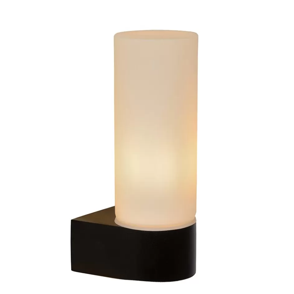 Badkamerverlichting | Wandlampen>Straluma Moderne wandlamp zwart met opaal glas IP44