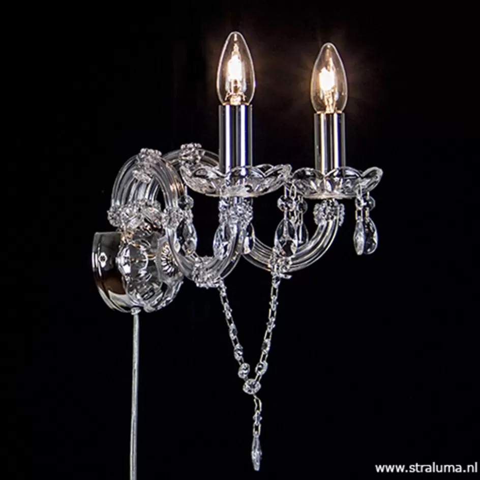 Bedlampjes | Woonkamerlampen>Straluma Mooie wandlamp Maria Theresa 2-lichts