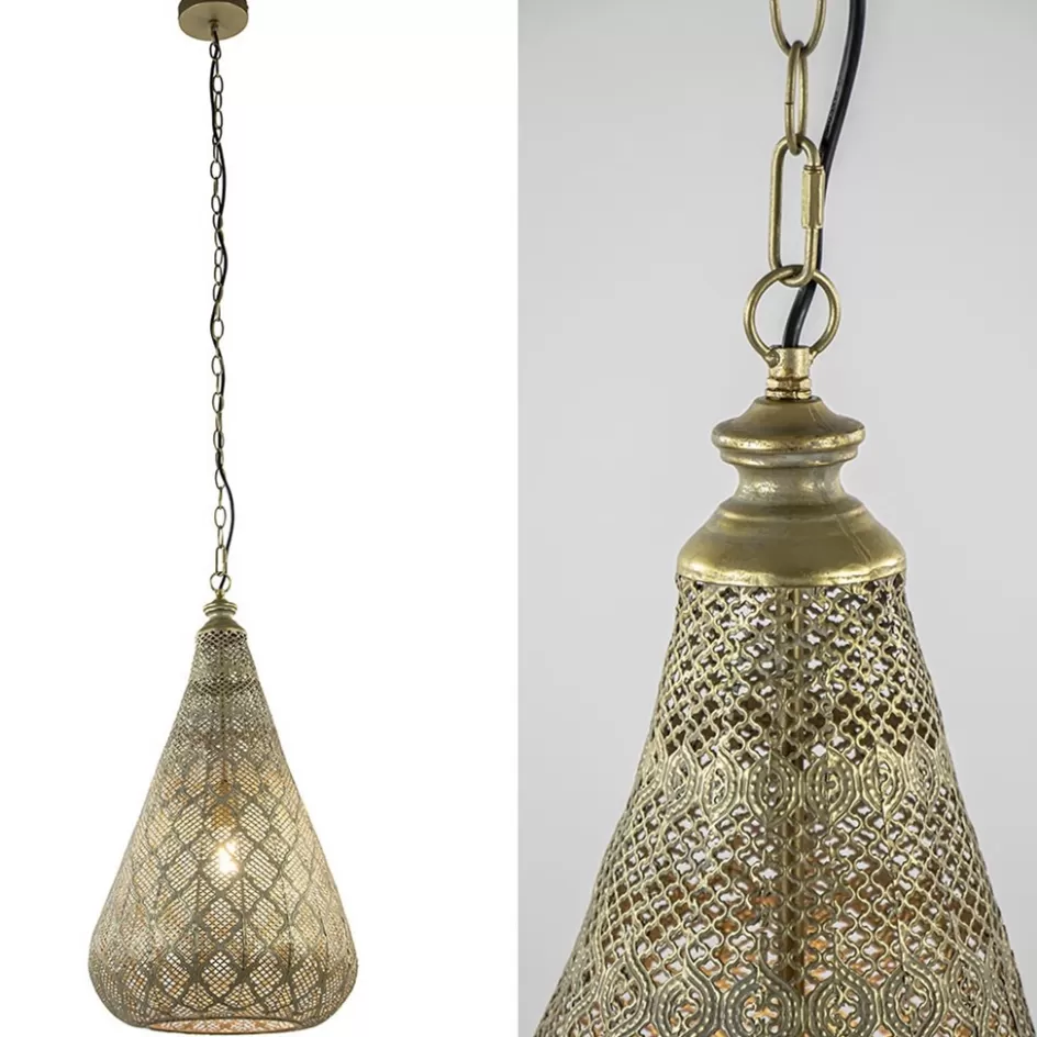 Hanglampen | Pendel Lampen>Straluma Oosterse hanglamp kegel goud groot