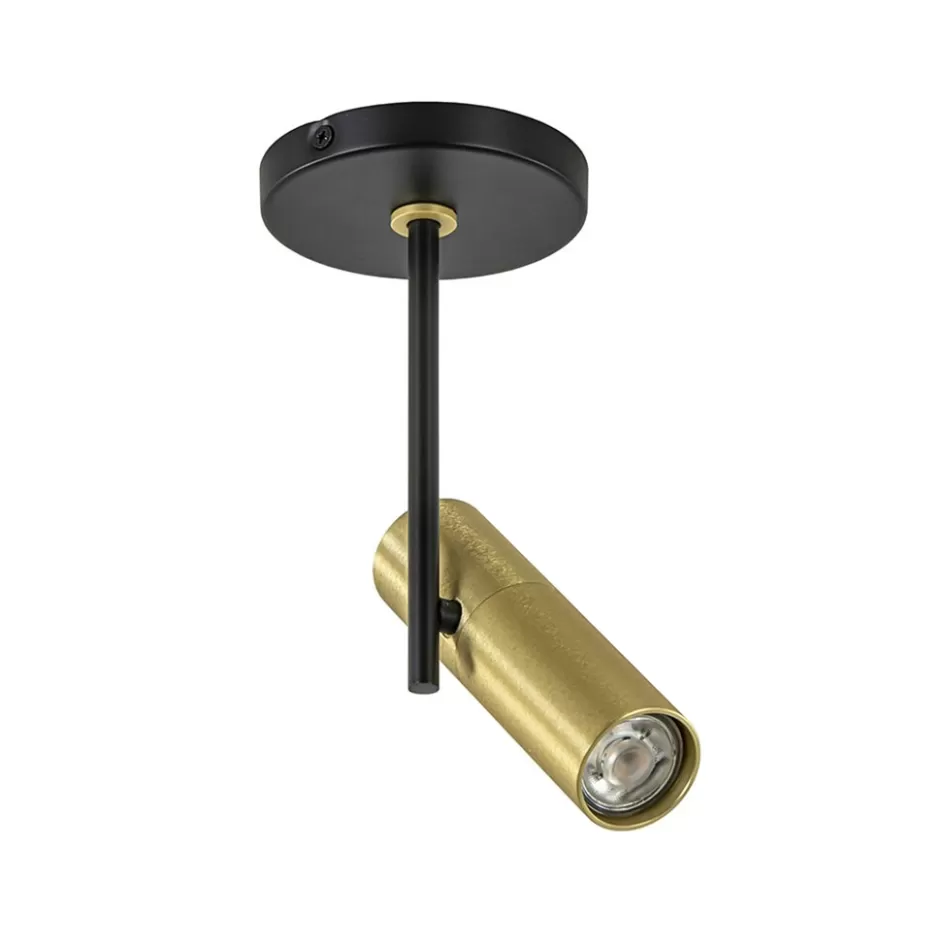 Plafondlampen | Opbouwspots>Straluma Opbouwspot 1-lichts zwart/brass GU10 mini