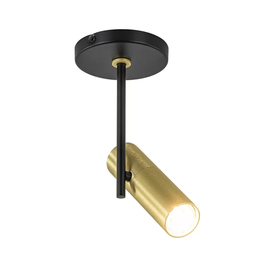 Plafondlampen | Opbouwspots>Straluma Opbouwspot 1-lichts zwart/brass GU10 mini