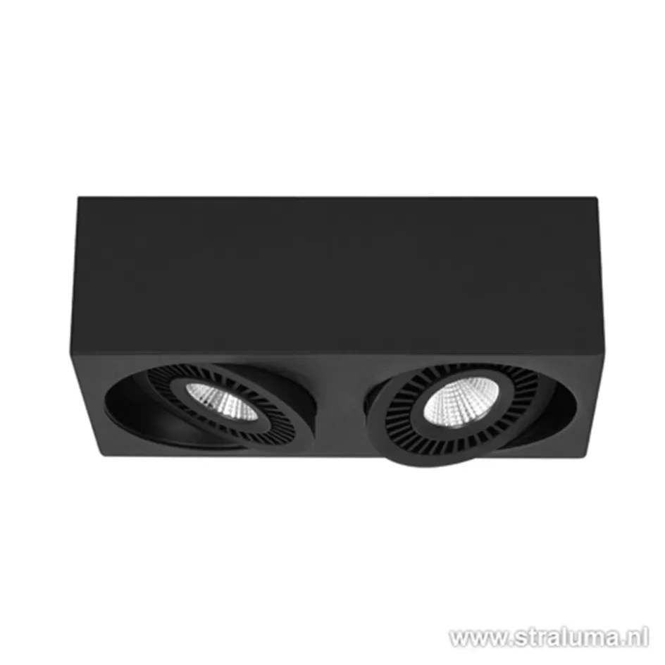 Plafondlampen | Opbouwspots>Straluma Opbouwspot box zwart 2-lichts led