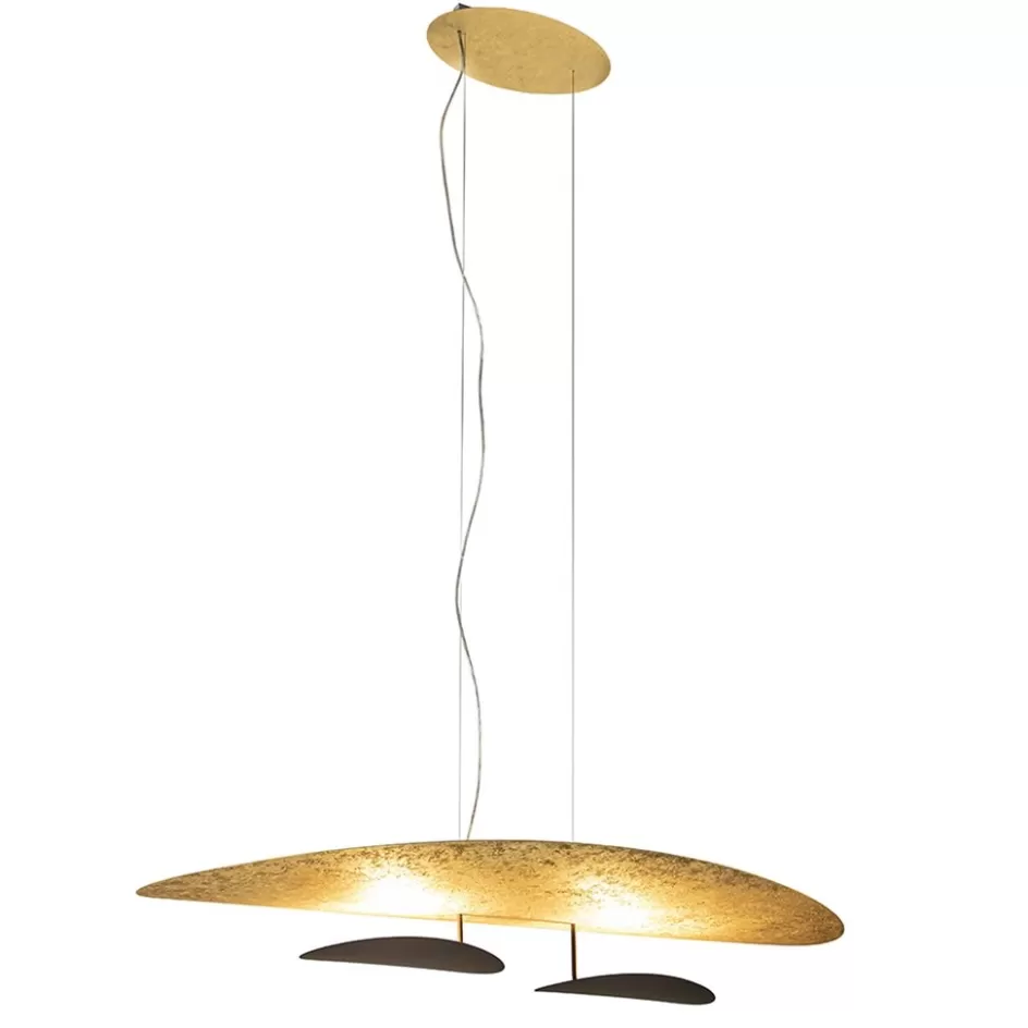 Hanglampen | Eettafellampen>Straluma Ovale design LED hanglamp goldleaf met zwart