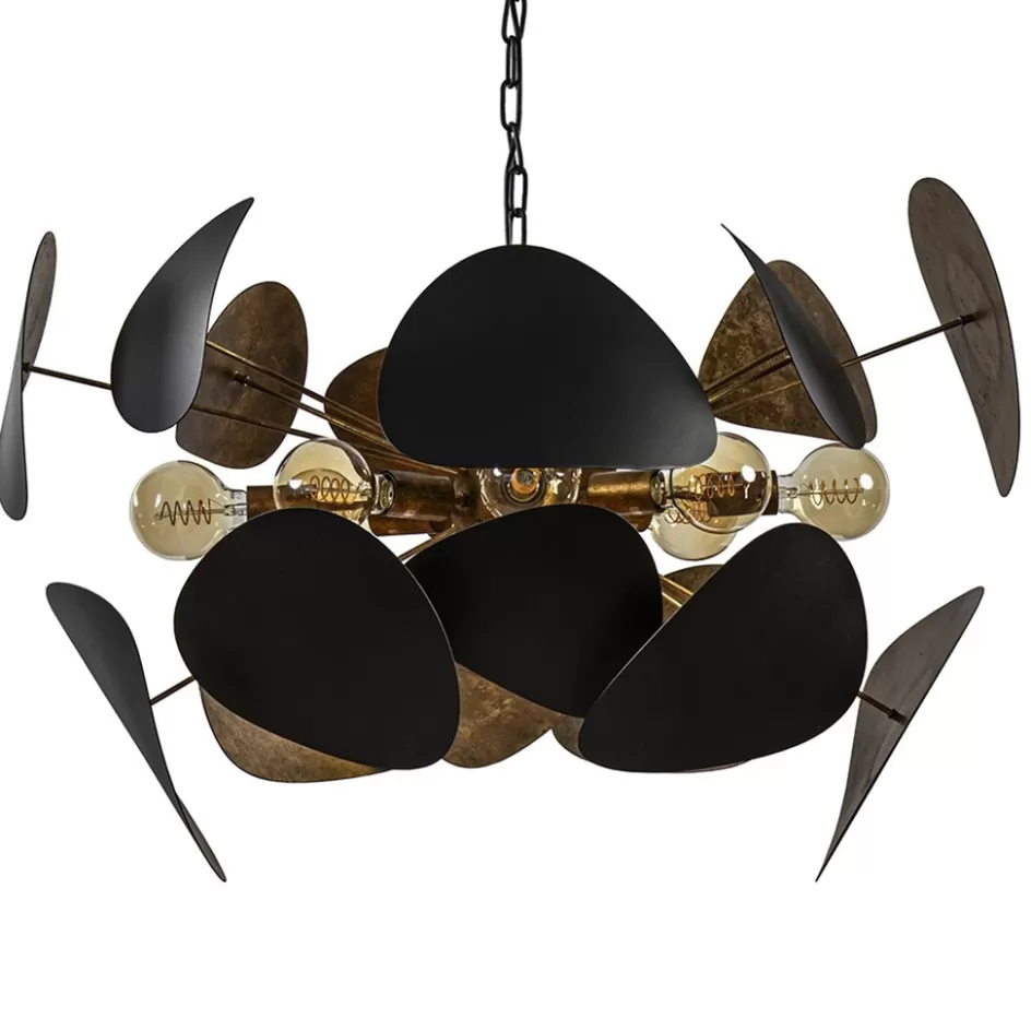 Hanglampen | Eettafellampen>Straluma Ovale videlamp textured black met ambachtelijk brons