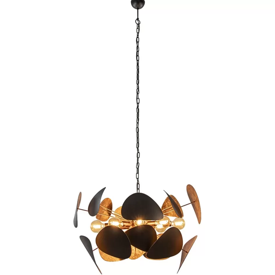 Hanglampen | Eettafellampen>Straluma Ovale videlamp textured black met ambachtelijk brons