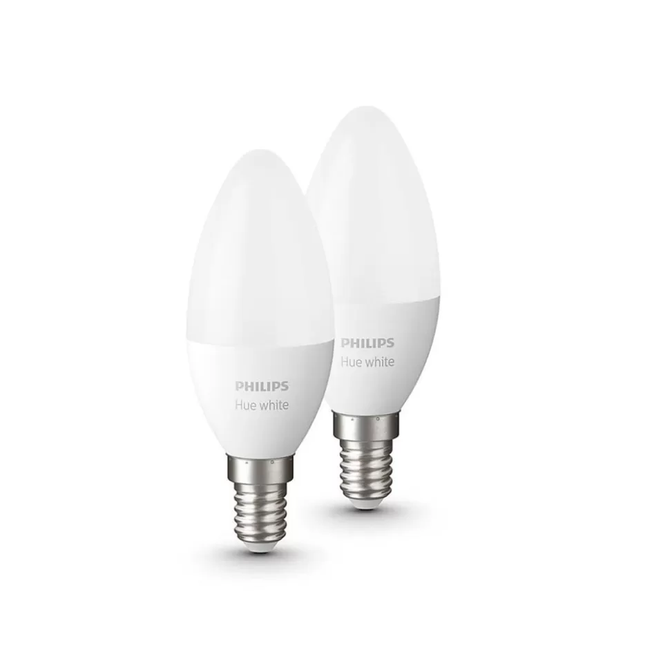 Smart lampen | Philips Hue>Straluma Philips Hue e14 kaars mat 2-pack 2700k