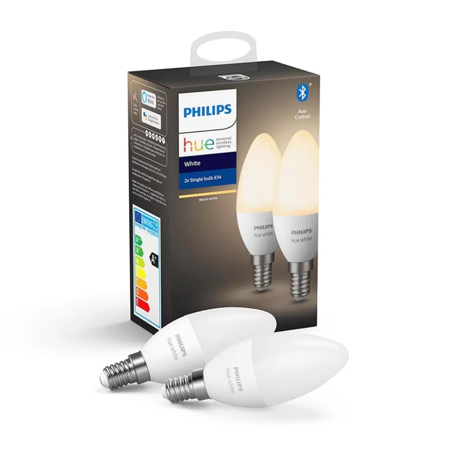 Smart lampen | Philips Hue>Straluma Philips Hue e14 kaars mat 2-pack 2700k