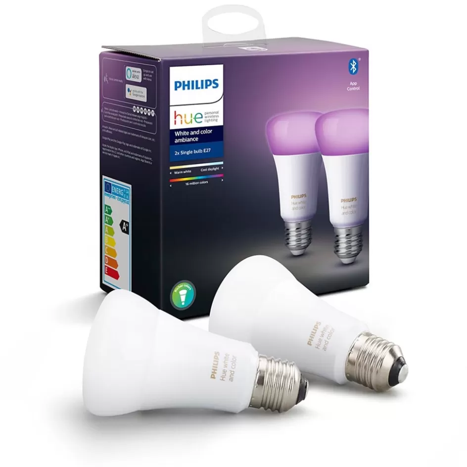 Smart lampen | Philips Hue>Straluma Philips Hue e27 2-pack color ambiance