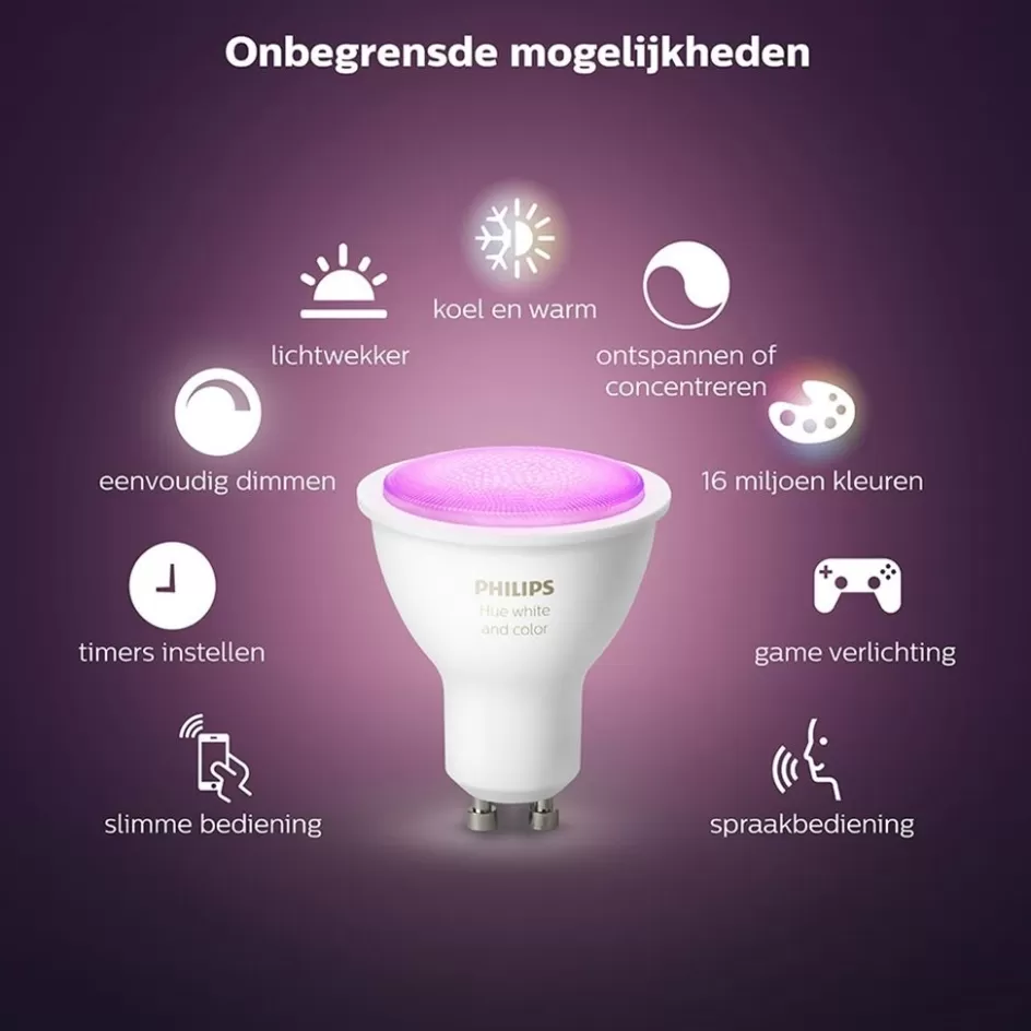 Smart lampen | Philips Hue>Straluma Philips Hue kit 3xgu10 color+ bridge