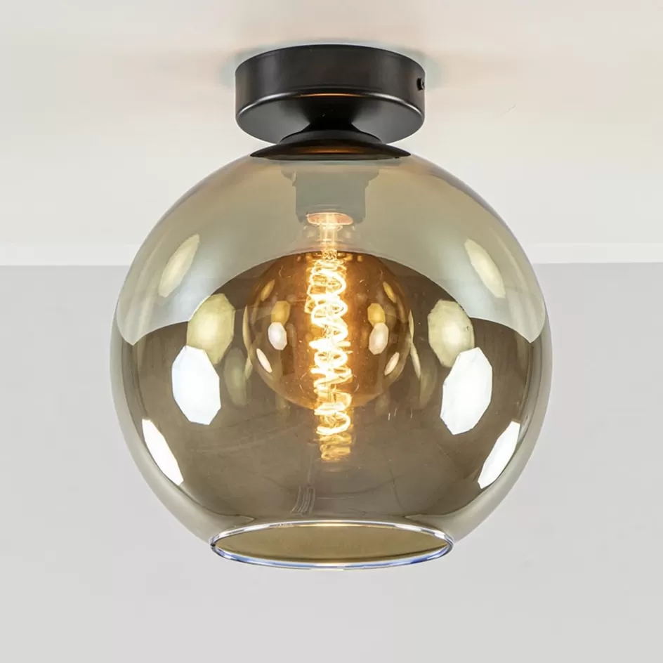 Keukenverlichting | Plafondlampen>Straluma Plafondlamp Bella zwart+smoke glas 25cm