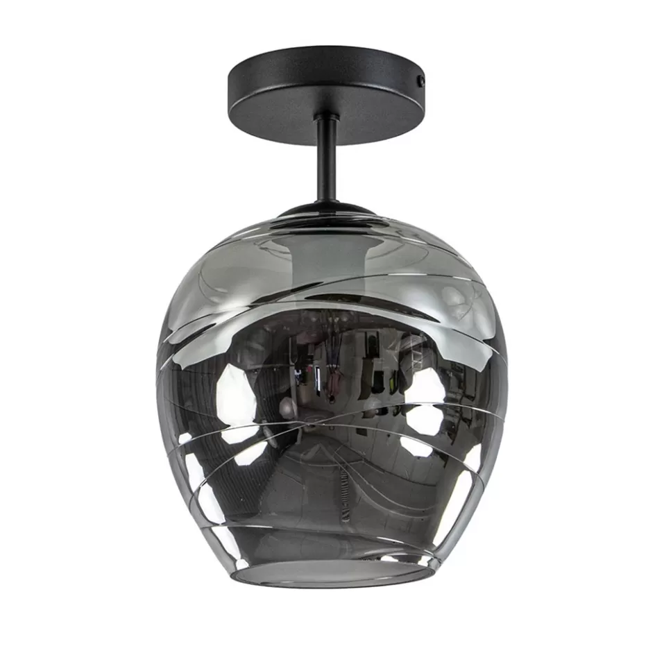 Keukenverlichting | Halverlichting>Straluma Plafondlamp Fantasy 1L zwart + smoke glas