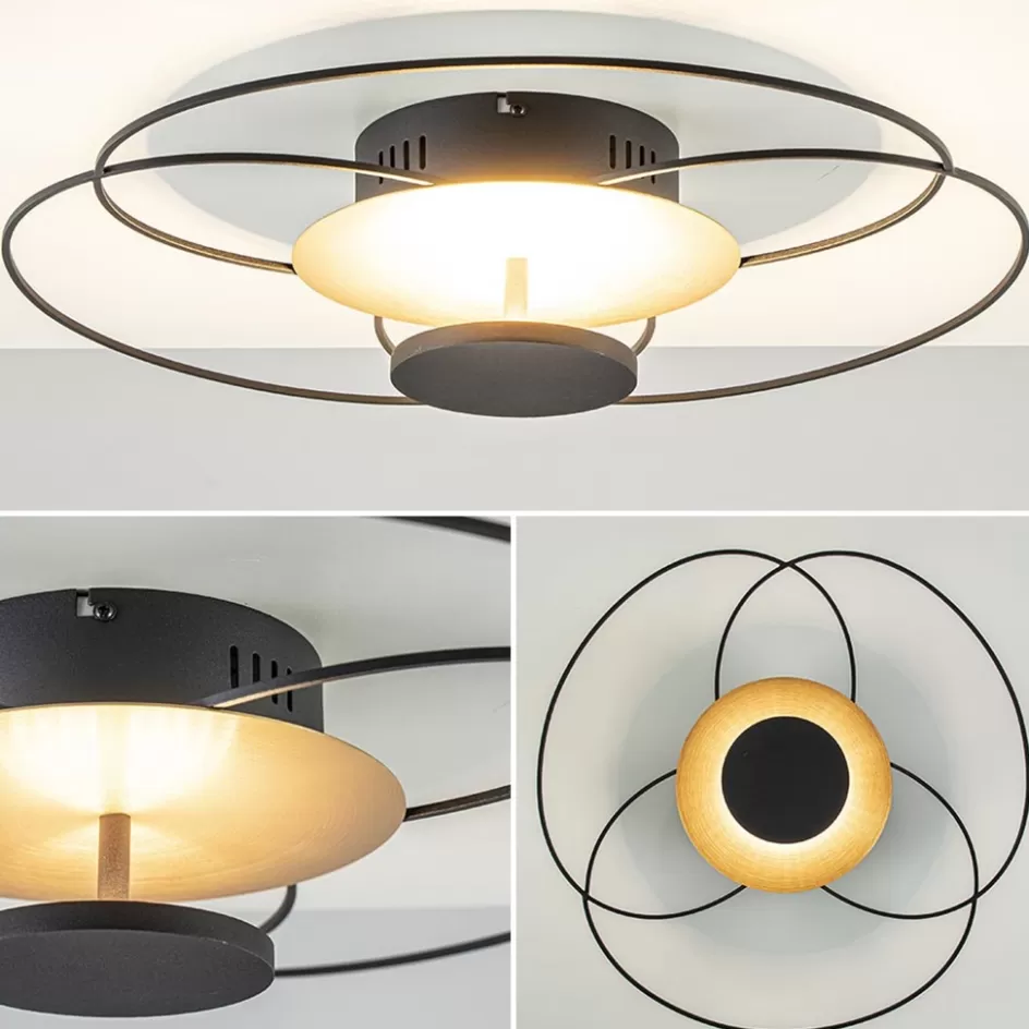 Plafondlampen | Plafonnières>Straluma Plafondlamp Fiore zwart/goud 3-step dim